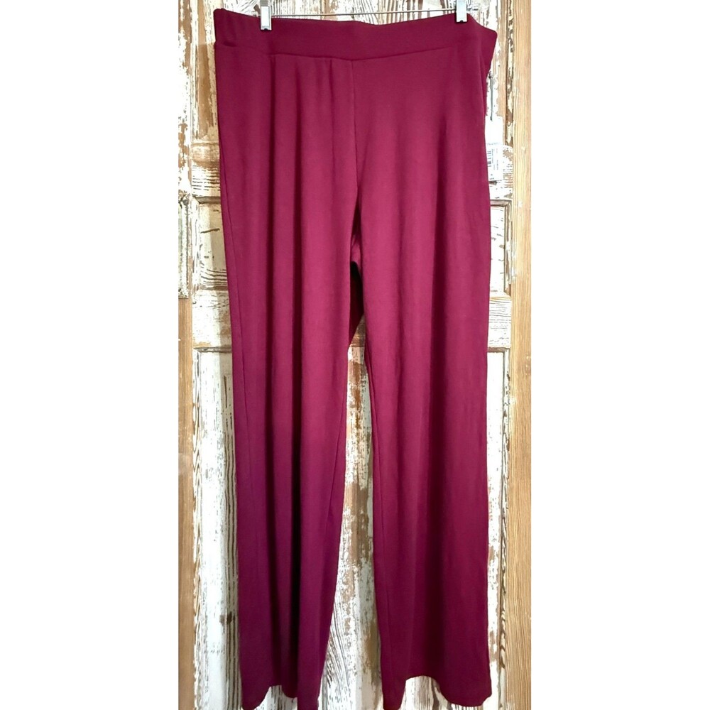 Liz Claiborne Ribbed Knit Rayon Blend Pants - Burgundy Passion - XL (16-18)